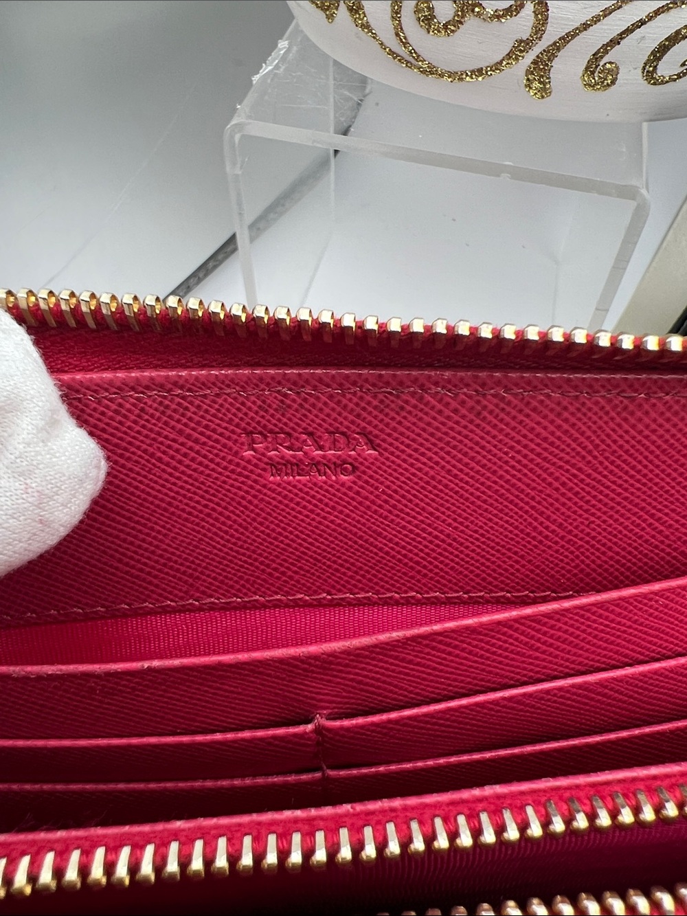 Prada Fuchsia Saffiano Leather Bow
Continental Wallet W/Box Authentication Card - Picture 15 of 17